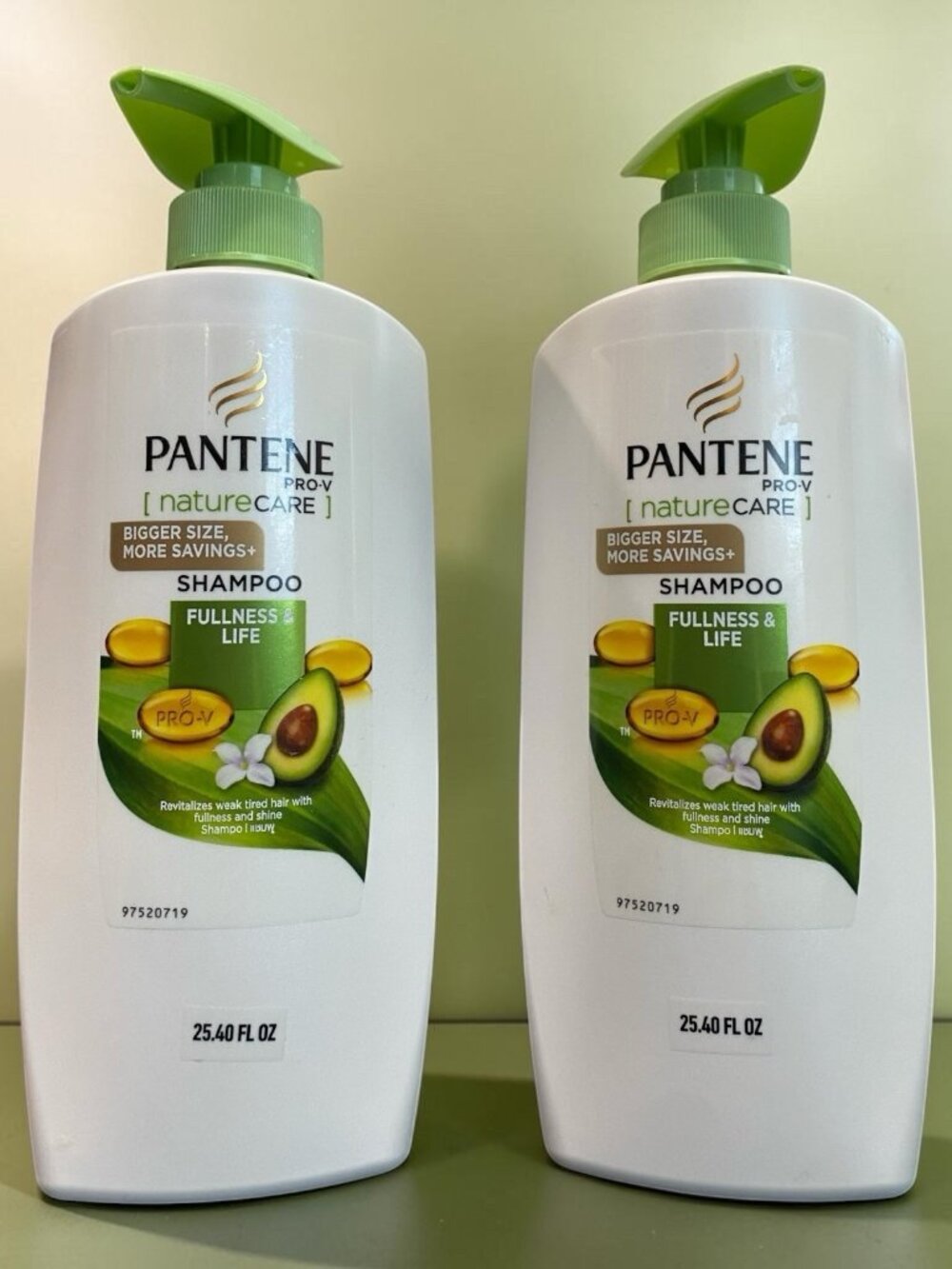 2 Pantene Pro-V Nature Care Shampoo Fullness and Life Avocado Oil New 25.40 Oz